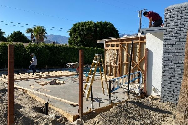 A new bedroom addition in the process of being constructed.