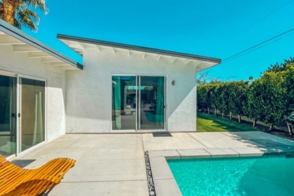 A attached pool house that has been constructed by Squared Construction